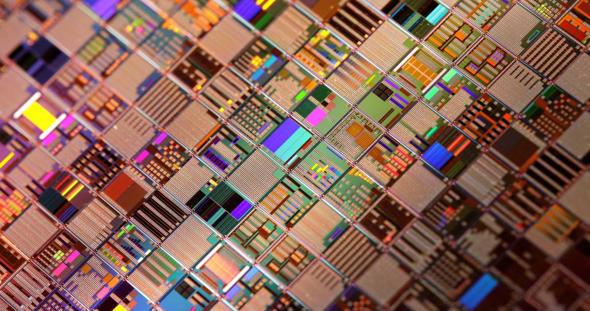 A close-up view of a semiconductor chip board